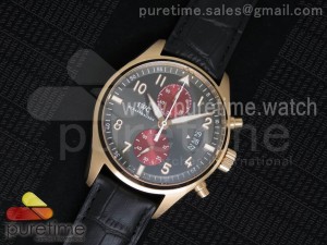 Pilot Chrono RG 3878 Silver/Red Dial on Black Leather Strap A7750 V2