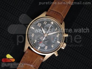 Pilot Chrono RG 3878 Gray Dial on Brown Leather Strap A7750 V2