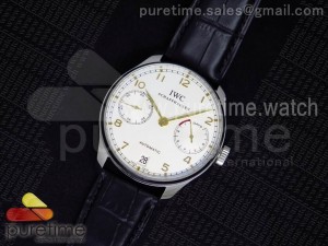 Portuguese Real PR IW500114 ZF 1:1 Best Edition White Dial on Black Leather Strap A52010 V2