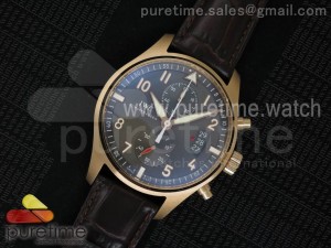 Pilot Chrono RG IW3878 Lite Gray Dial on Brown Leather Strap A7750