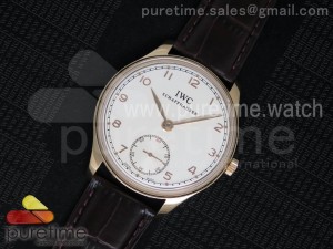 Portuguese IW545409 RG ZF 1:1 Best Edition White Dial on Brown Leather Strap A6498