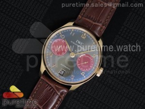Portuguese Real PR IW500127 RG ZF 1:1 Best Edition Gray/Red Dial on Brown Leather Strap A52010 V2