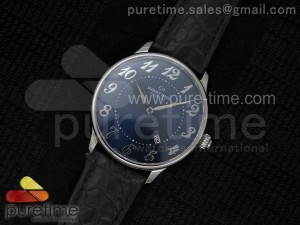Numerus Clausus Date SS Blue Dial on Black Leather Strap MIYOTA 9015