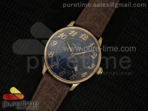Numerus Clausus Date RG Blue Dial on Brown Leather Strap MIYOTA 9015