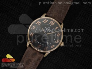 Numerus Clausus Date RG Black Dial on Brown Leather Strap MIYOTA 9015
