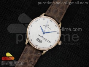 Numerus Clausus 8/88 Date RG White Dial on Brown Leather Strap MIYOTA 9015