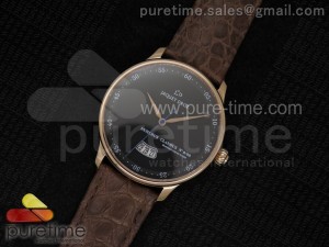 Numerus Clausus 8/88 Date RG Black Dial on Brown Leather Strap MIYOTA 9015