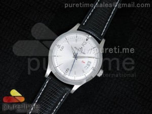 Master Date SS White Dial on Black Leather Strap A2824