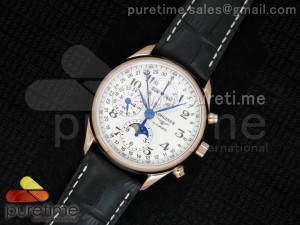 Master Moonphase Chrono RG White Textured Dial on Black Leather Strap A7751