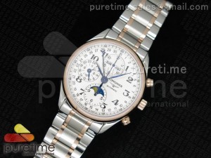 Master Moonphase Chrono RG/SS White Textured Dial on SS/RG Bracelet A7751