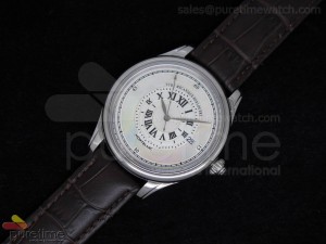 Fon Automatic SS White MOP on Brown Leather Strap