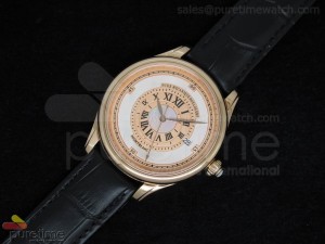 Fon Automatic RG Pink MOP on Black Leather Strap