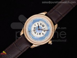 Fon Automatic RG Blue MOP on Brown Leather Strap