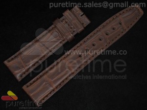 IWC 22mm Genuine Crocodile Brown Leather Strap