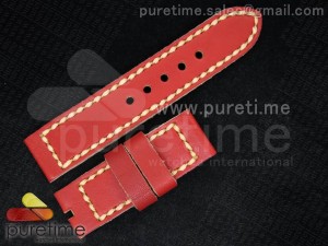 Panerai 24/24 Red Leather Strap 