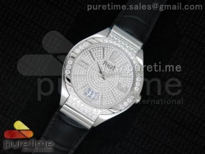 Piaget Polo SS Diamonds Dial/Bezel on Black Leather Strap MIYOTA9015