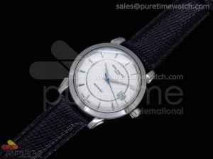 Geneve 40mm SS White Dial on Black Leather Strap A2824