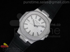Nautilus Jumbo 5711 V3 White Dial on Leather Strap 1:1 Best Edition A2824