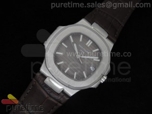 Nautilus Jumbo 5711 V3 Grey Dial on Leather Strap 1:1 Best Edition A2824