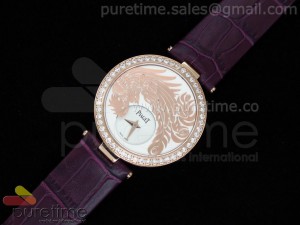 Limelight Phoenix RG White Dial Diamond Bezel on Purple Leather Strap Swiss Quartz
