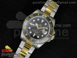 Submariner 116613 LN Diamonds Markers Black Dial on SS/YG Bracelet A2836