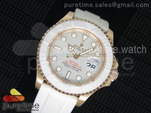Yacht-Master SS Baymax Silver Dial on White Rubber Strap A2824