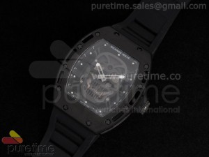 RM 052 Skull PVD Watch Black Dial on Black Rubber Strap 6T51