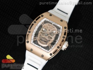 RM 052 Skull Watch RG RG Dial on White Rubber Strap 6T51