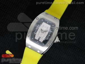 RM 007 Lady SS Diamonds Dial SS Case on Yellow Rubber Strap 6T51
