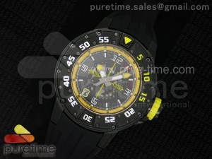 RM028 47mm RMF PVD Yellow Skeleton Dial on Black Rubber Strap A7750