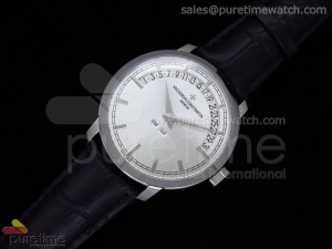 Malte Retrogating Date/Calendar SS White Dial on Leather Strap A2813