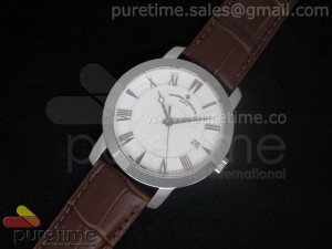 VC Patrimony Traditionnelle SS White Dial on Brown Strap A2824
