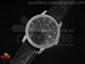 VC Patrimony Traditionnelle SS Black Dial on Black Strap A2824