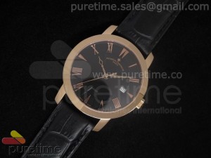VC Patrimony Traditionnelle RG Black Dial on Black Strap A2824