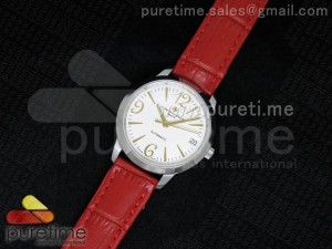 Patrimony Traditionnelle Lday SS White Dial on Red Leather Strap A2824