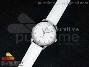 Patrimony Traditionnelle Lday SS White Dial on White Leather Strap A2824