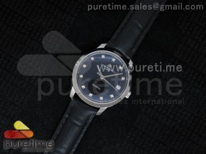 Patrimony Traditionnelle Lday SS Black Dial on Black Leather Strap A2824