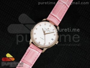 Patrimony Traditionnelle Lday RG White Dial on Pink Leather Strap A2824