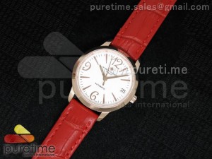 Patrimony Traditionnelle Lday RG White Dial on Red Leather Strap A2824