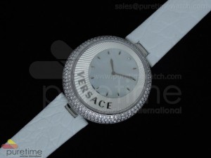 Perpetuelle SS MOP Dial on White Leather Strap