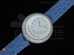 Perpetuelle SS MOP Dial on Blue Leather Strap