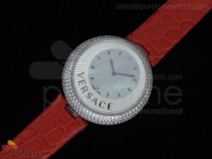 Perpetuelle SS MOP Dial on Red Leather Strap