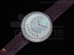 Perpetuelle SS MOP Dial on Purple Leather Strap