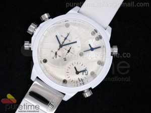 K29 WHT/SS White Dial with 2 Independent Dials on White Rubber Strap 3 Jap Quartz