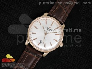 Elite Captain RG White Dial on Brown Leather Strap A2824