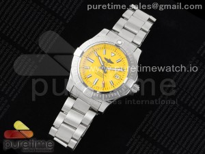 Avenger Automatic 43mm SS TF 1:1 Best Edition Yellow Dial on SS Bracelet A2824