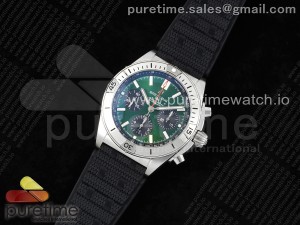 Chronomat B01 42mm SS TF 1:1 Best Edition Green Dial on Black Rubber Strap A7750