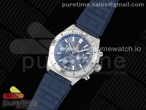 Chronomat B01 42mm SS TF 1:1 Best Edition Blue Dial on Blue Rubber Strap A7750