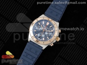 Chronomat B01 42mm SS/RG TF 1:1 Best Edition Blue Dial on Blue Rubber Strap A7750