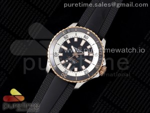 SuperOcean Automatic 42 SS/RG BLSF 1:1 Best Edition Black Dial on Black Rubber Strap A2824